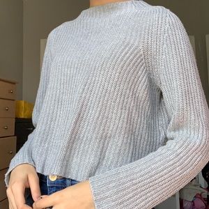 Knit grey long sleeve mock neck sweater